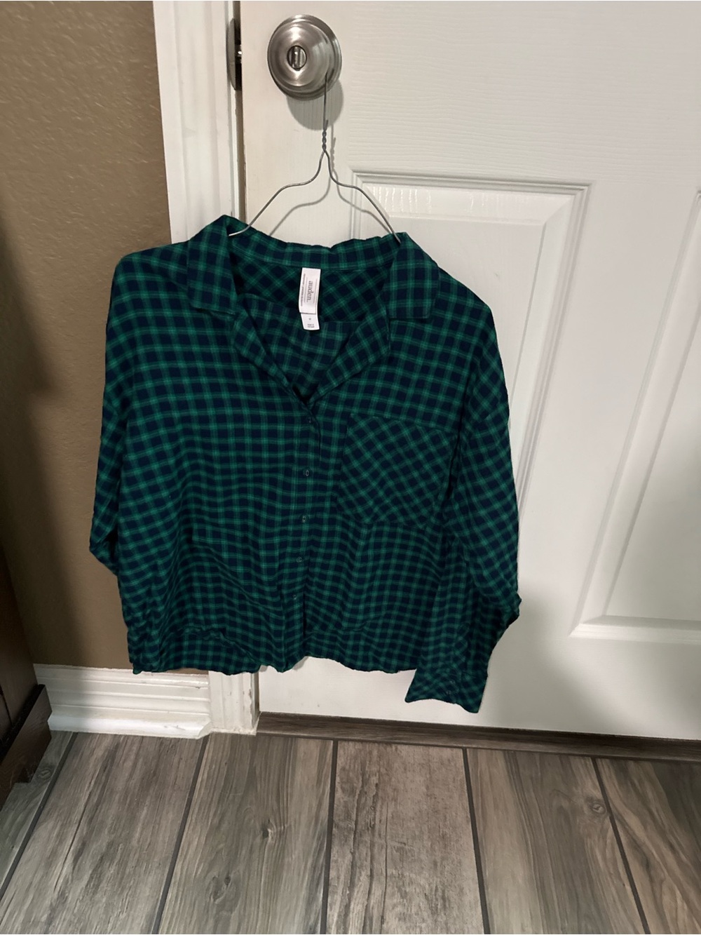 Women's Green Plaid Button up pajamas